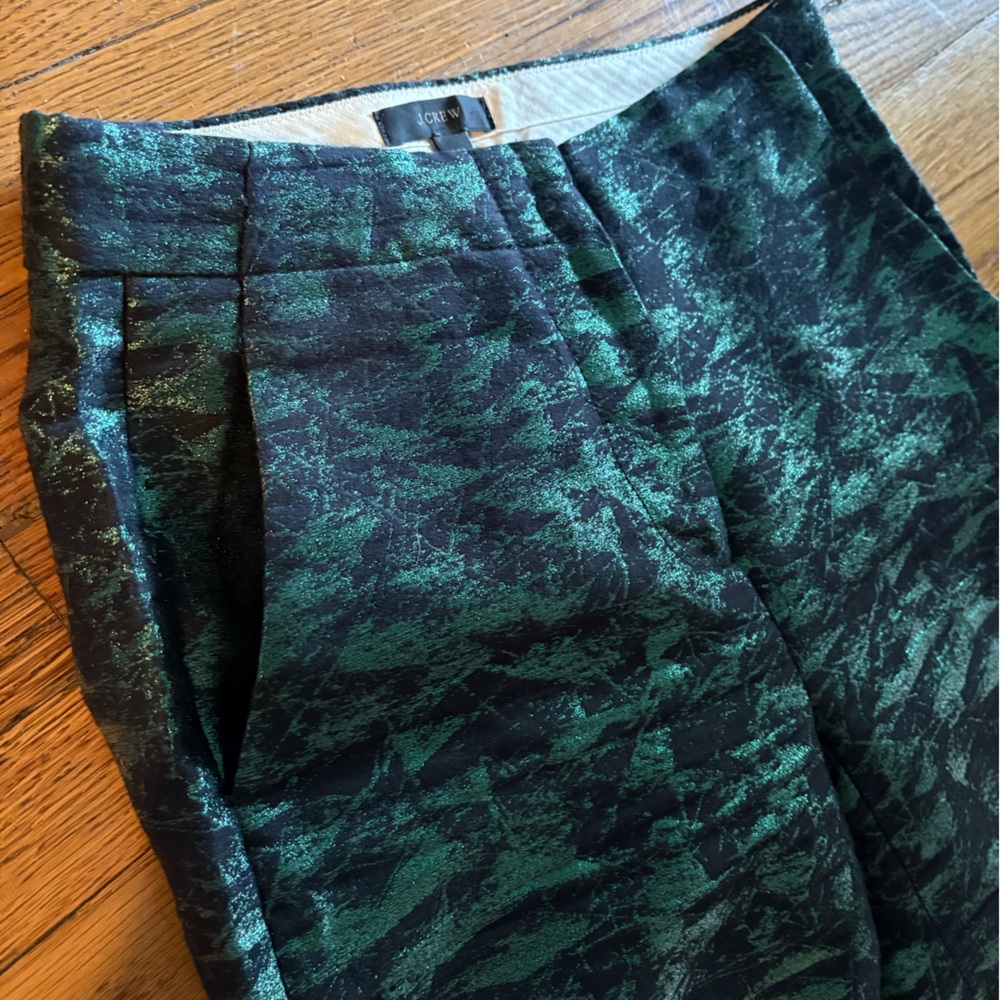 Fun Green Patterned Pants — J CREW — Women’s 000